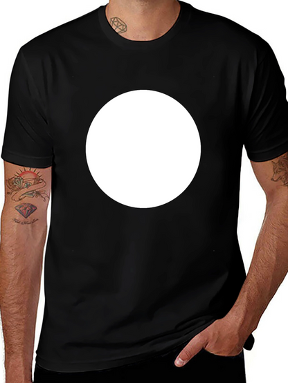 Mens Black Crew Neck T-Shirt with White Circle