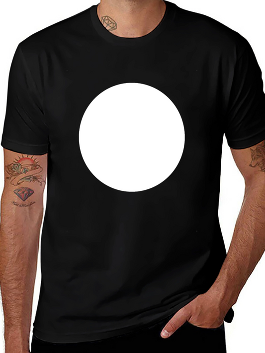 Mens Black Crew Neck T-Shirt with White Circle