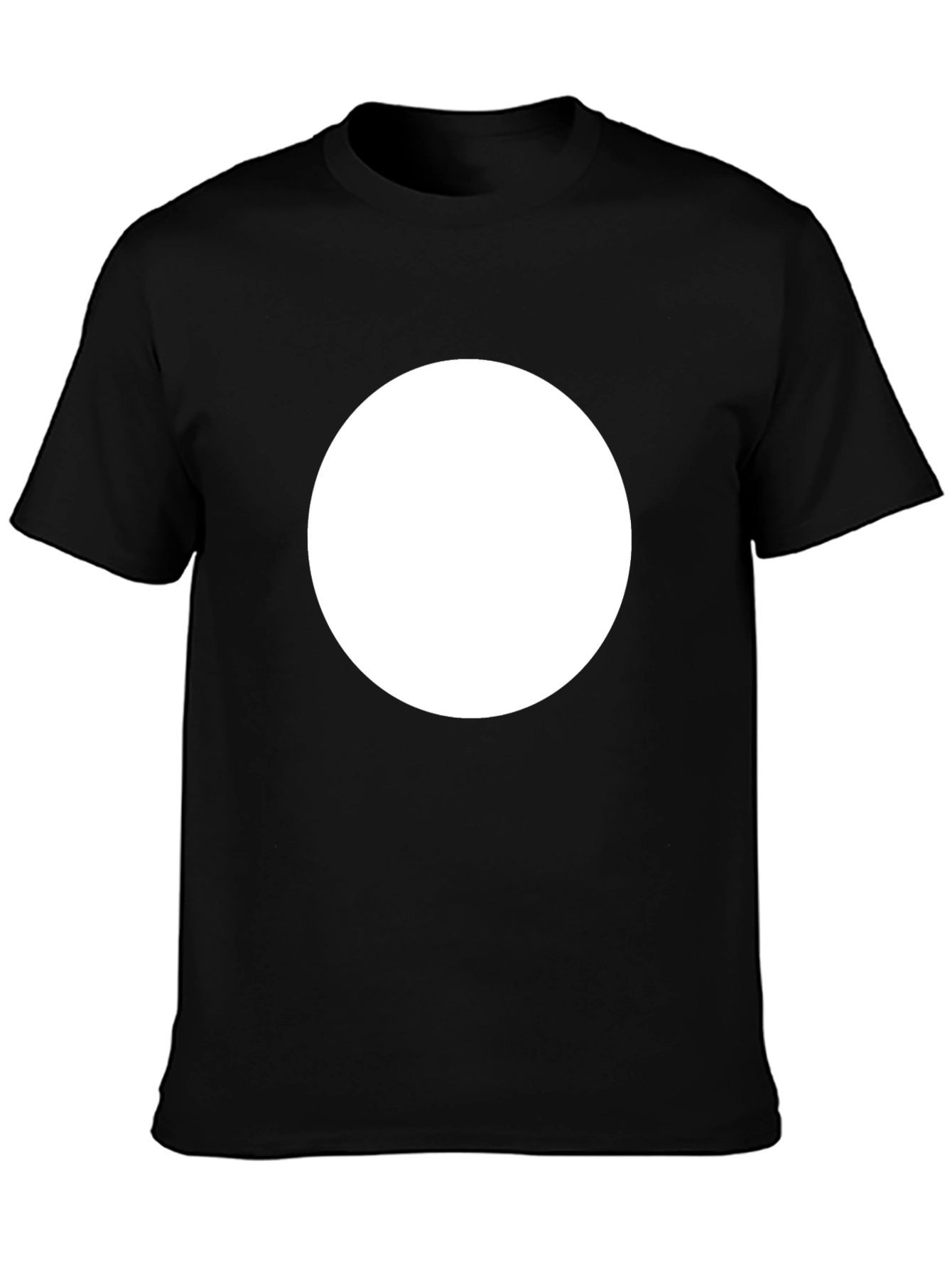 Mens Black Crew Neck T-Shirt with White Circle
