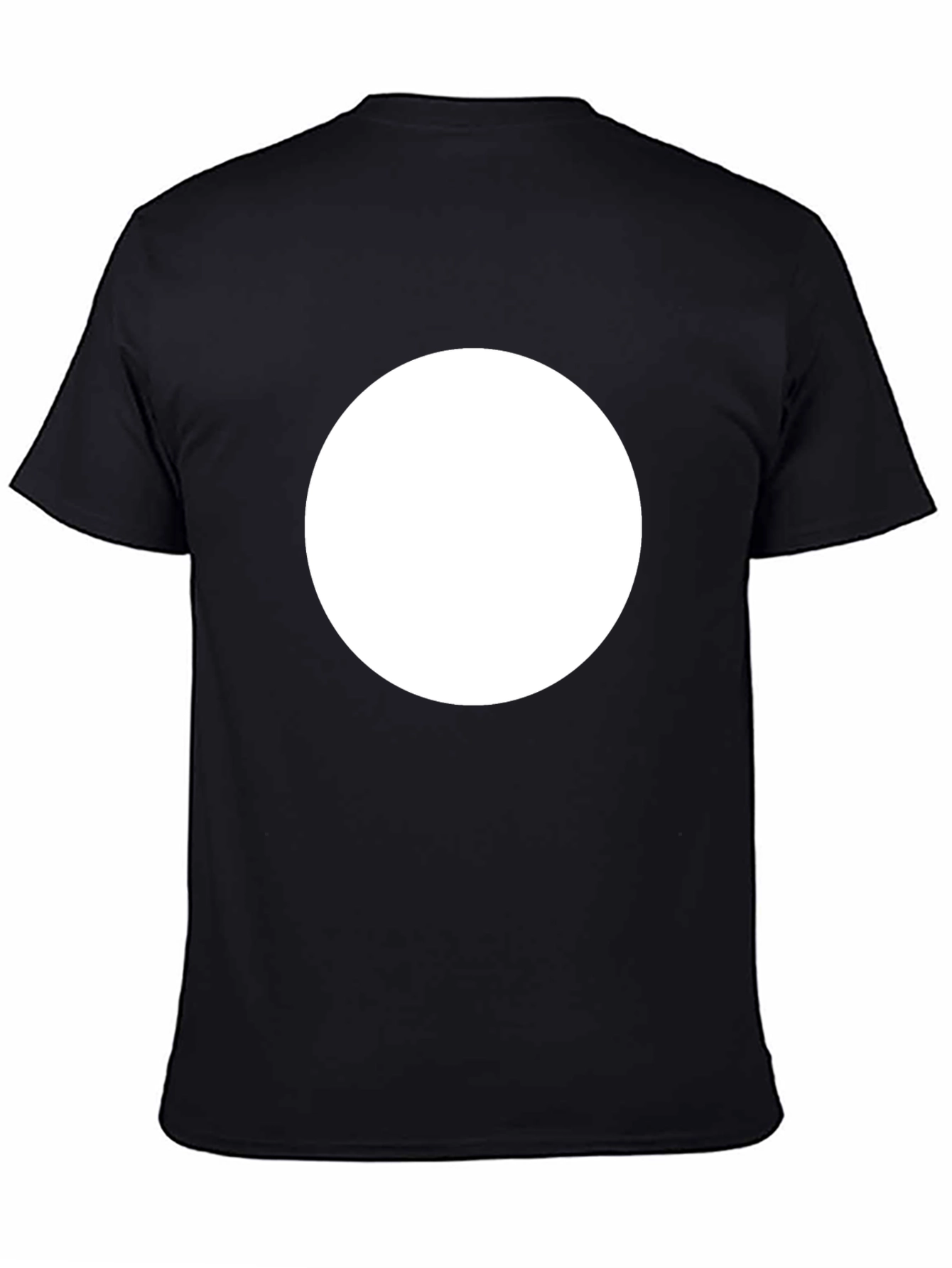 Mens Black Crew Neck T-Shirt with White Circle