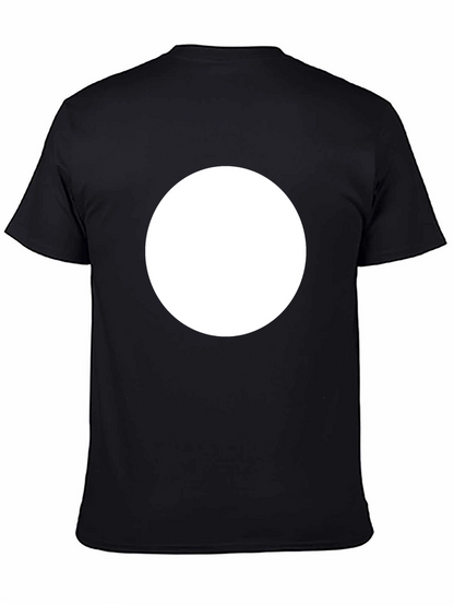 Mens Black Crew Neck T-Shirt with White Circle