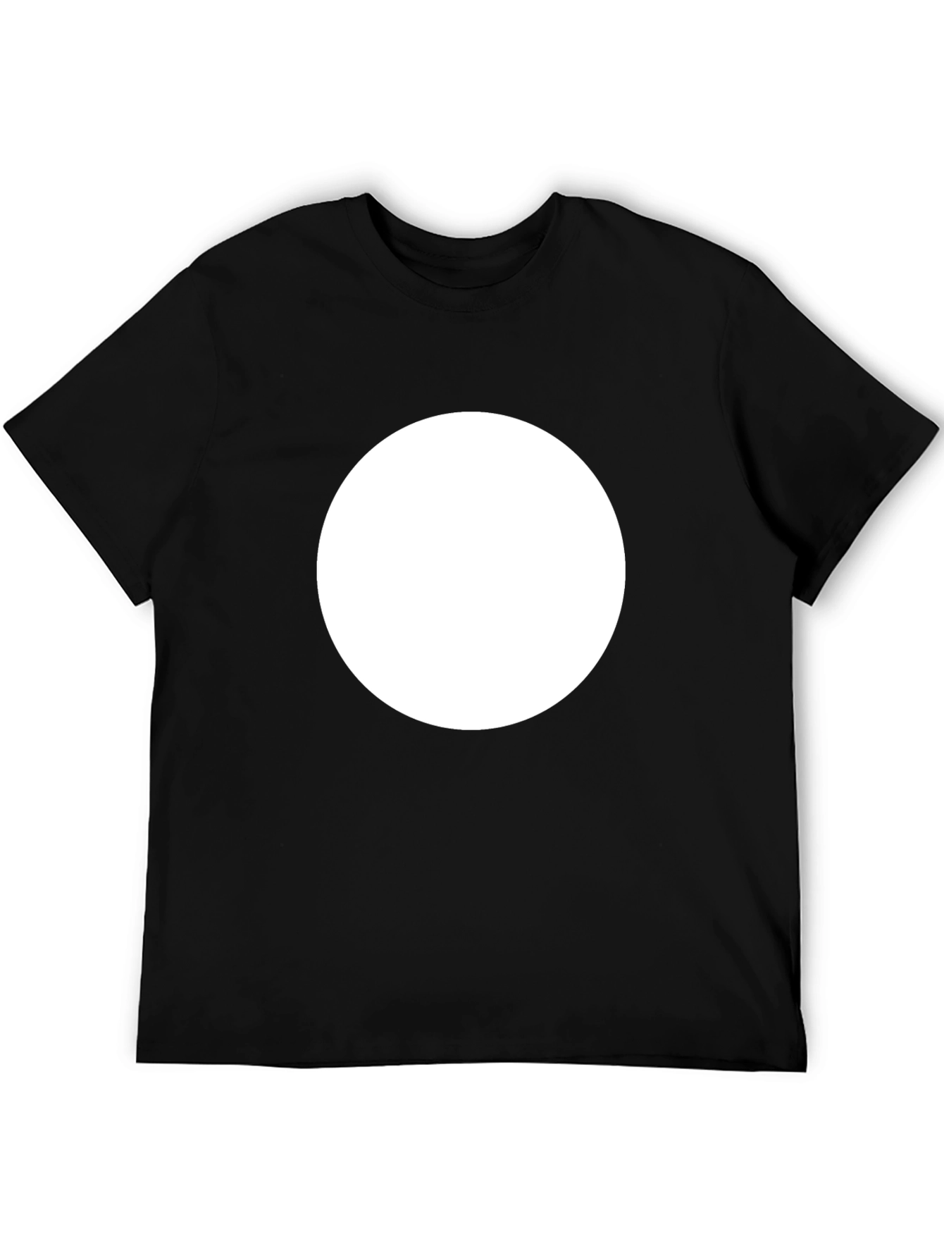 Mens Black Crew Neck T-Shirt with White Circle