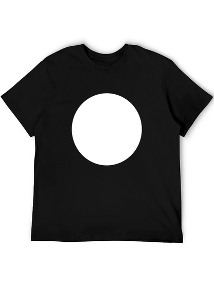 Mens Black Crew Neck T-Shirt with White Circle