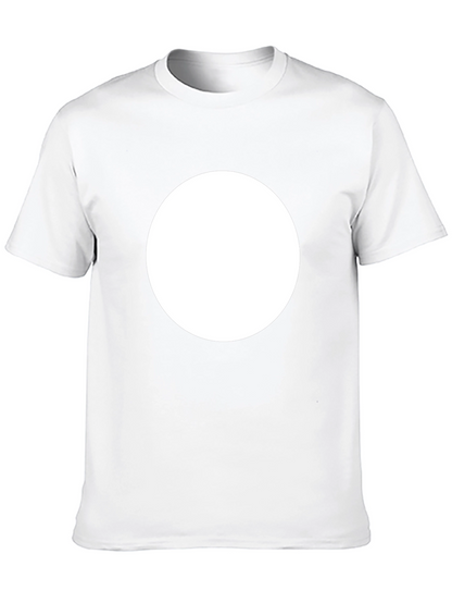 Mens Black Crew Neck T-Shirt with White Circle
