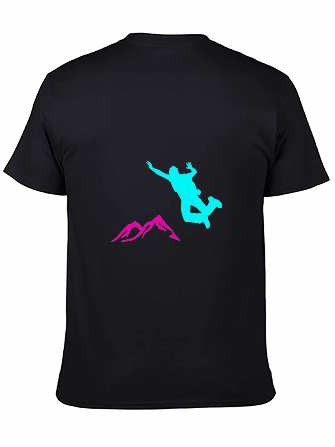 Black Adventure T-Shirt with Skydiver and Mountain Design
