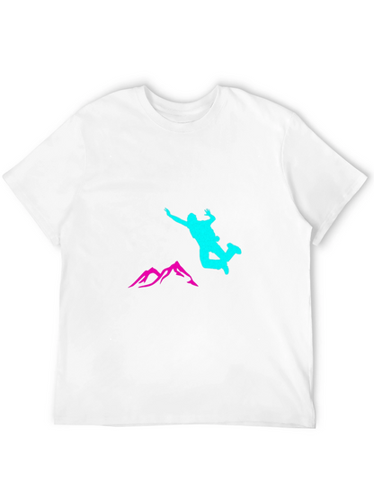 Black Adventure T-Shirt with Skydiver and Mountain Design