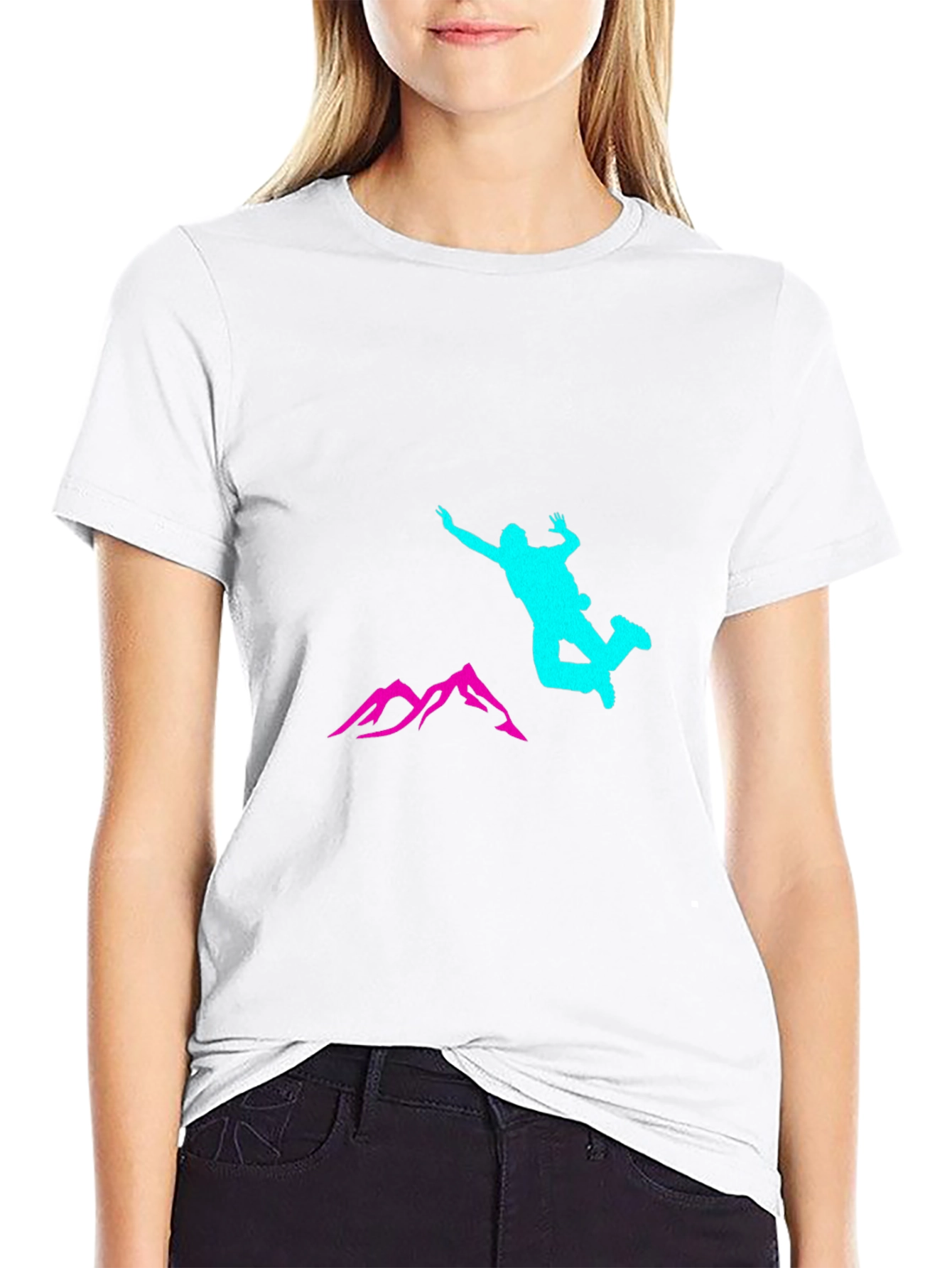 Black Adventure T-Shirt with Skydiver and Mountain Design