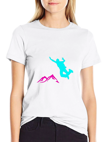Black Adventure T-Shirt with Skydiver and Mountain Design
