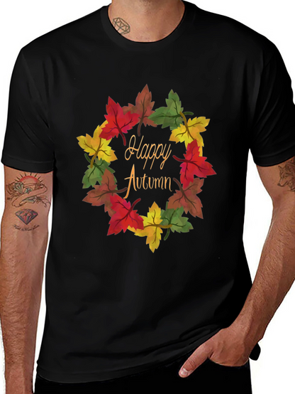 Happy Autumn Leaf Wreath Graphic Tee
