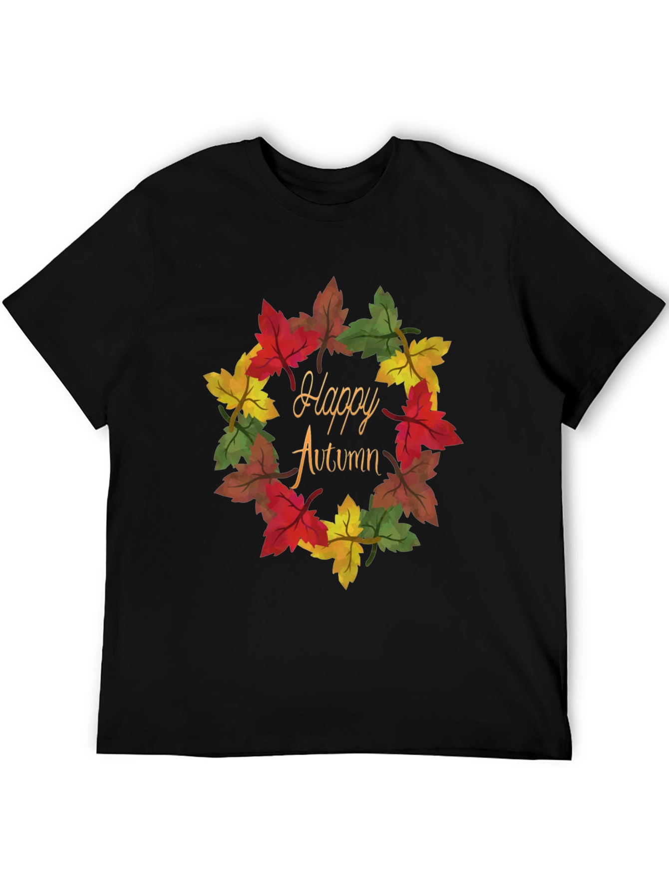 Happy Autumn Leaf Wreath Graphic Tee