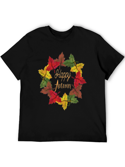 Happy Autumn Leaf Wreath Graphic Tee