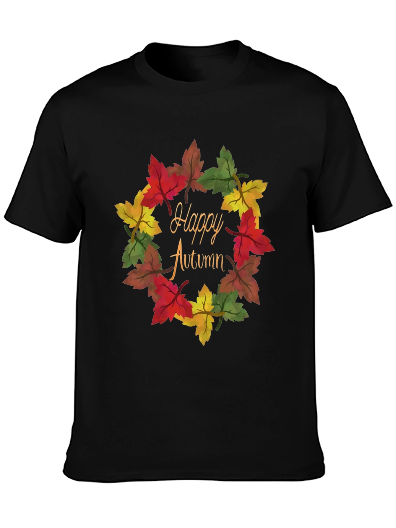 Happy Autumn Leaf Wreath Graphic Tee