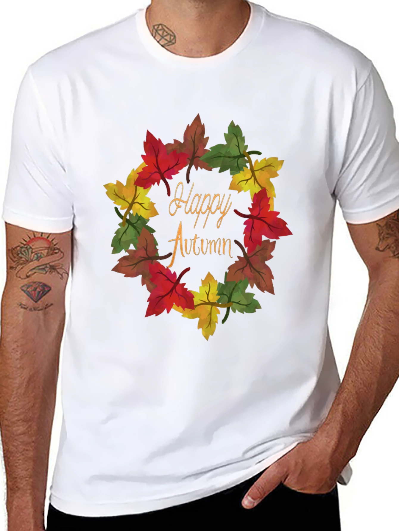 Happy Autumn Leaf Wreath Graphic Tee