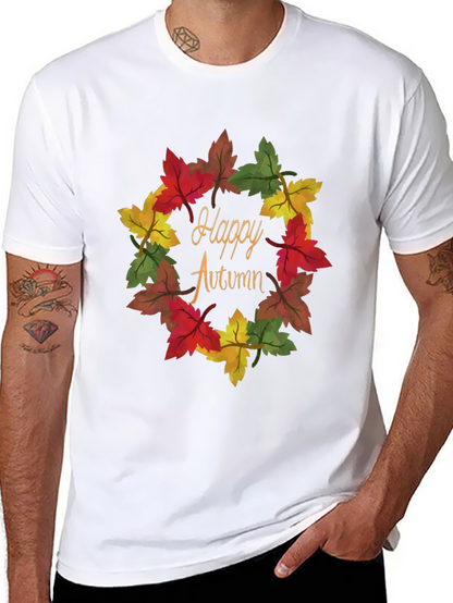 Happy Autumn Leaf Wreath Graphic Tee