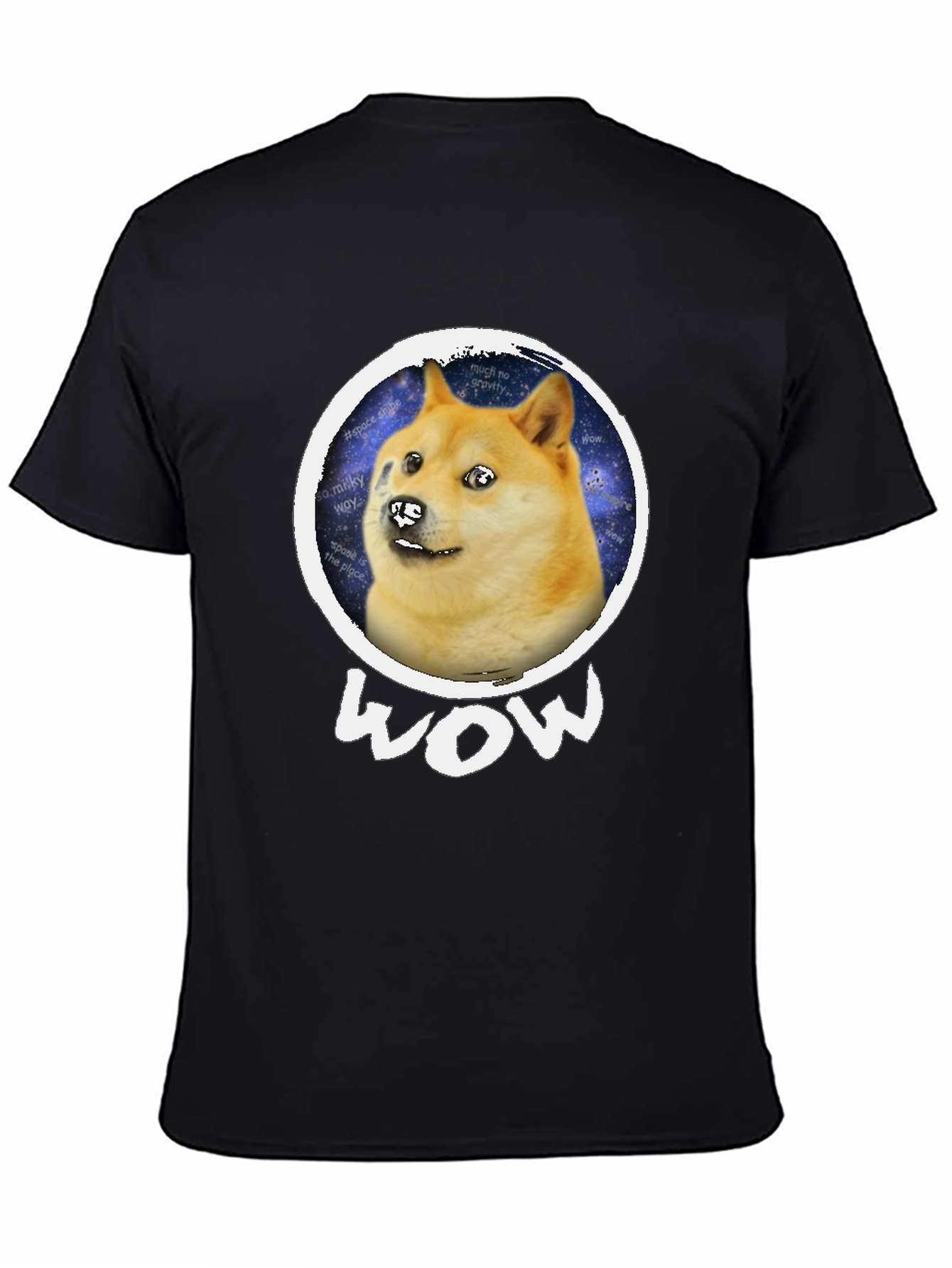Doge Space Meme Black T-Shirt - Much Wow!