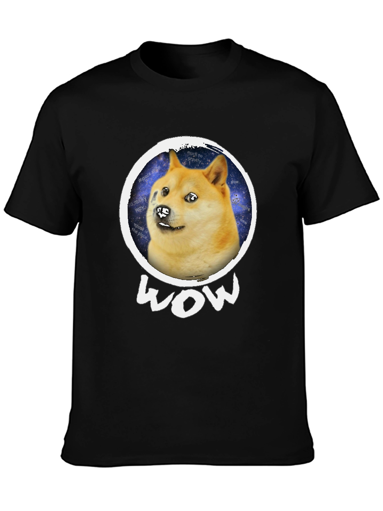 Doge Space Meme Black T-Shirt - Much Wow!