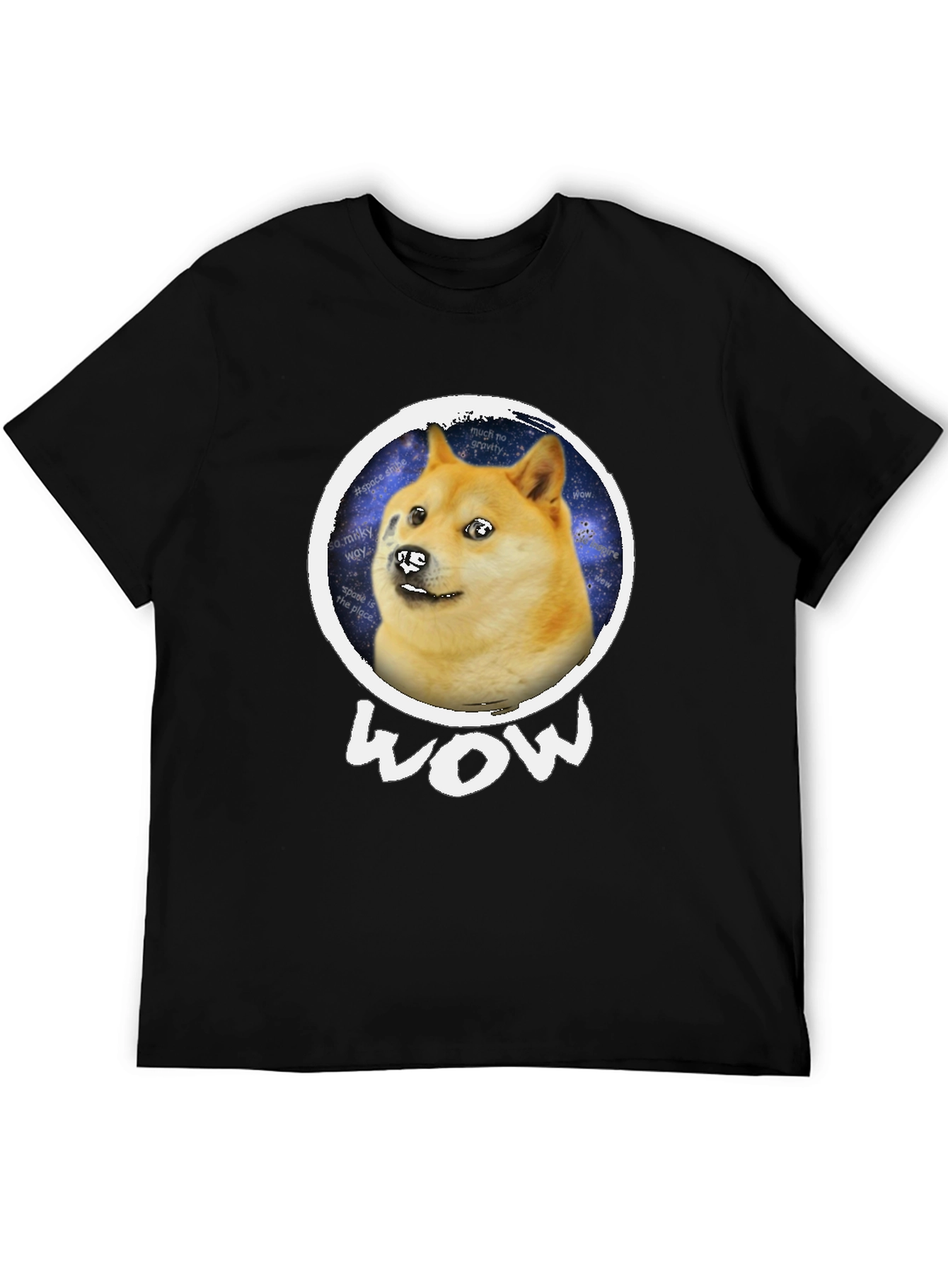 Doge Space Meme Black T-Shirt - Much Wow!
