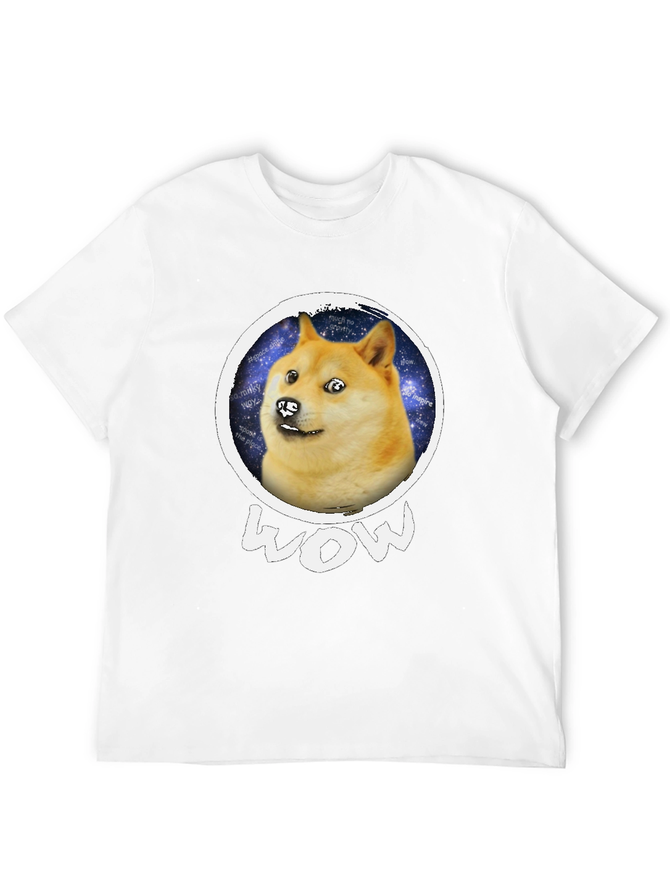 Doge Space Meme Black T-Shirt - Much Wow!