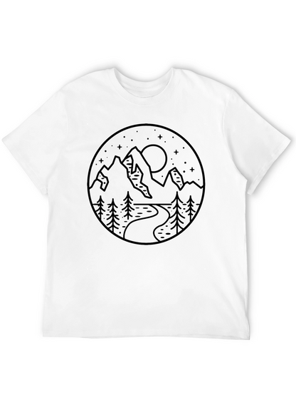 Mountain Scene Graphic Black T-Shirt
