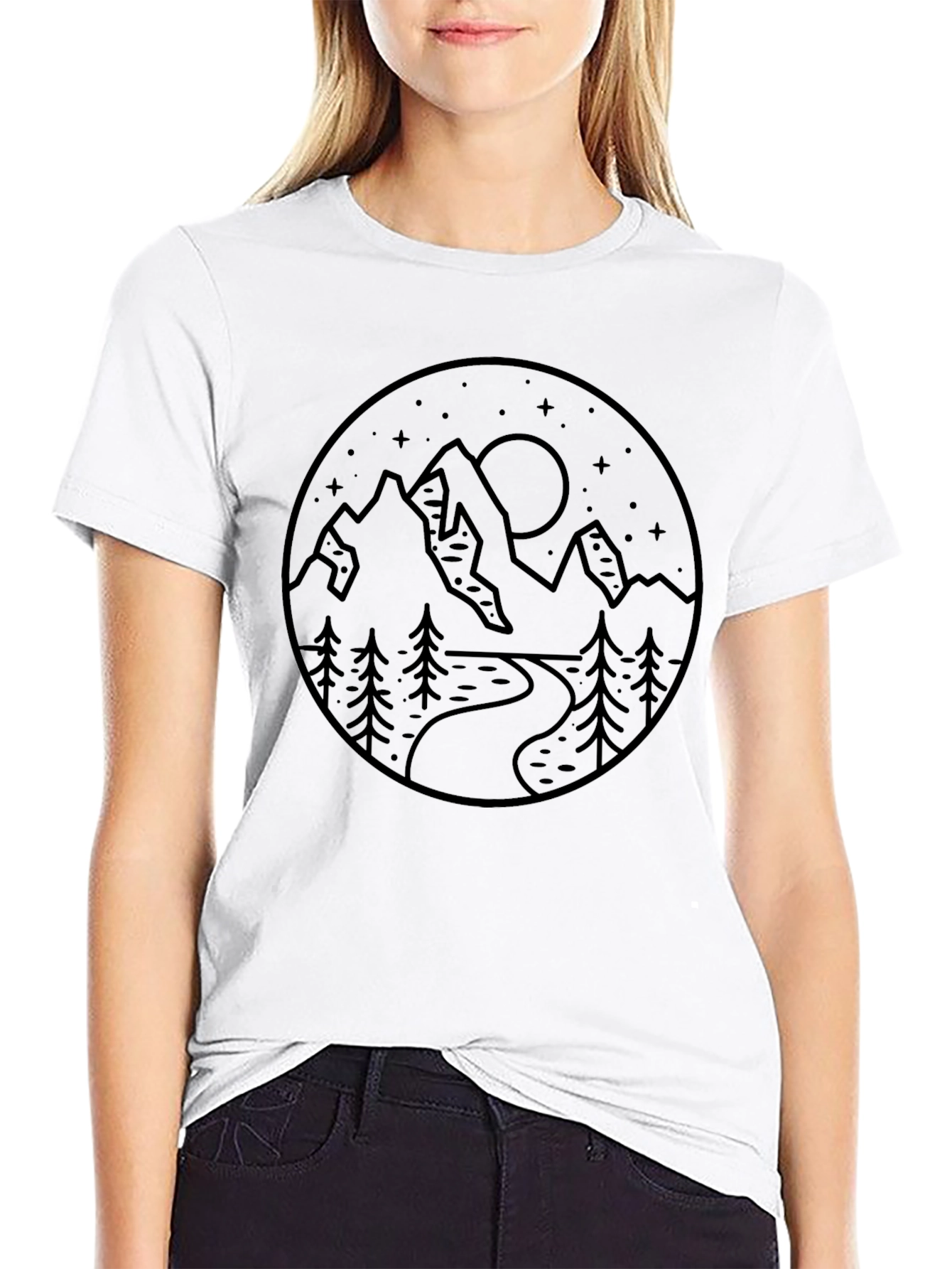 Mountain Scene Graphic Black T-Shirt