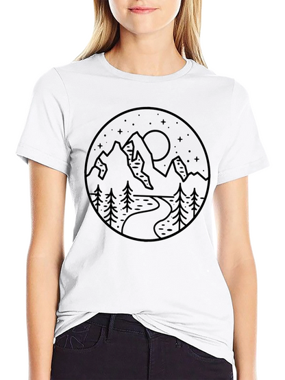 Mountain Scene Graphic Black T-Shirt