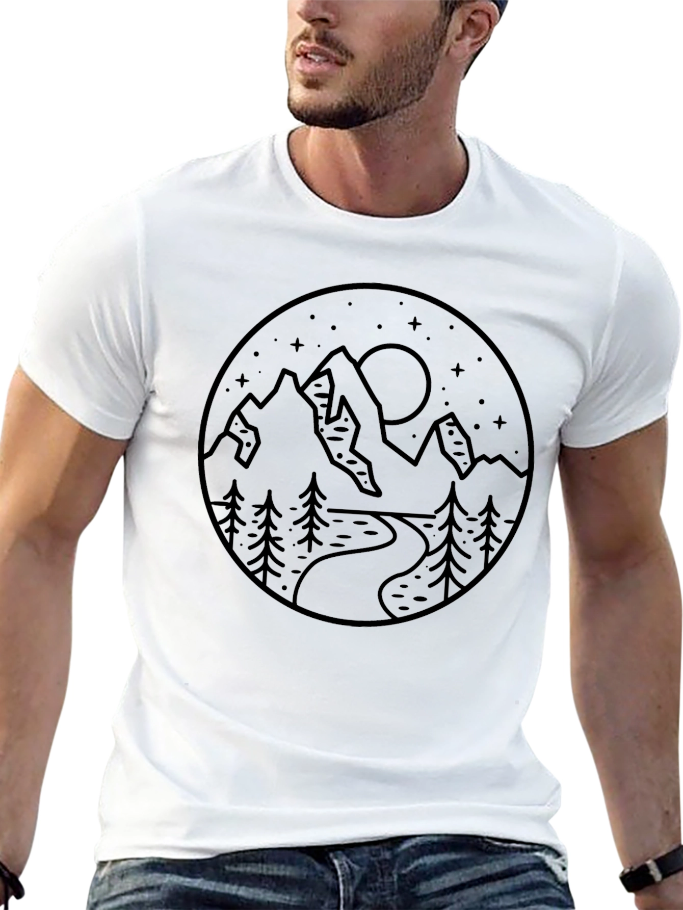 Mountain Scene Graphic Black T-Shirt