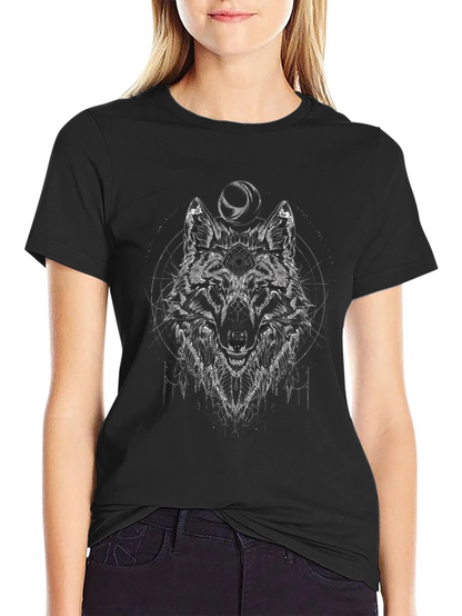 Wolf Graphic Print Tee - Mens Black T-Shirt