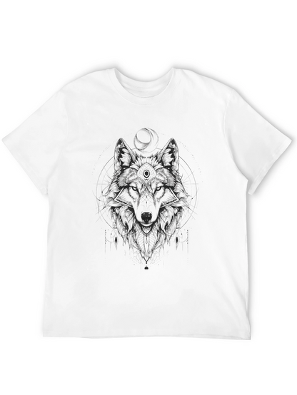 Wolf Graphic Print Tee - Mens Black T-Shirt