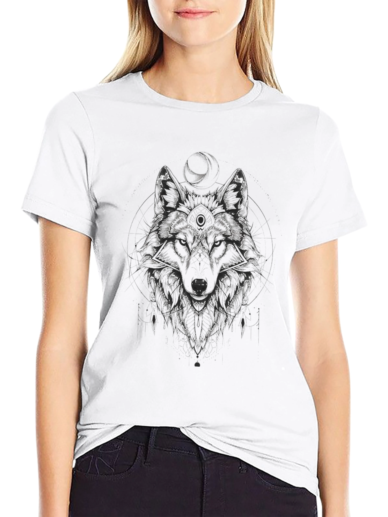 Wolf Graphic Print Tee - Mens Black T-Shirt