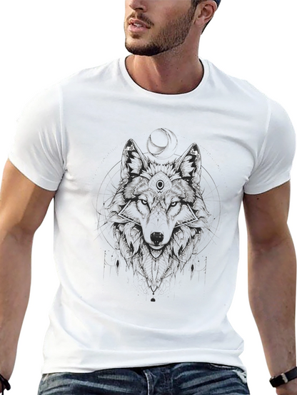 Wolf Graphic Print Tee - Mens Black T-Shirt