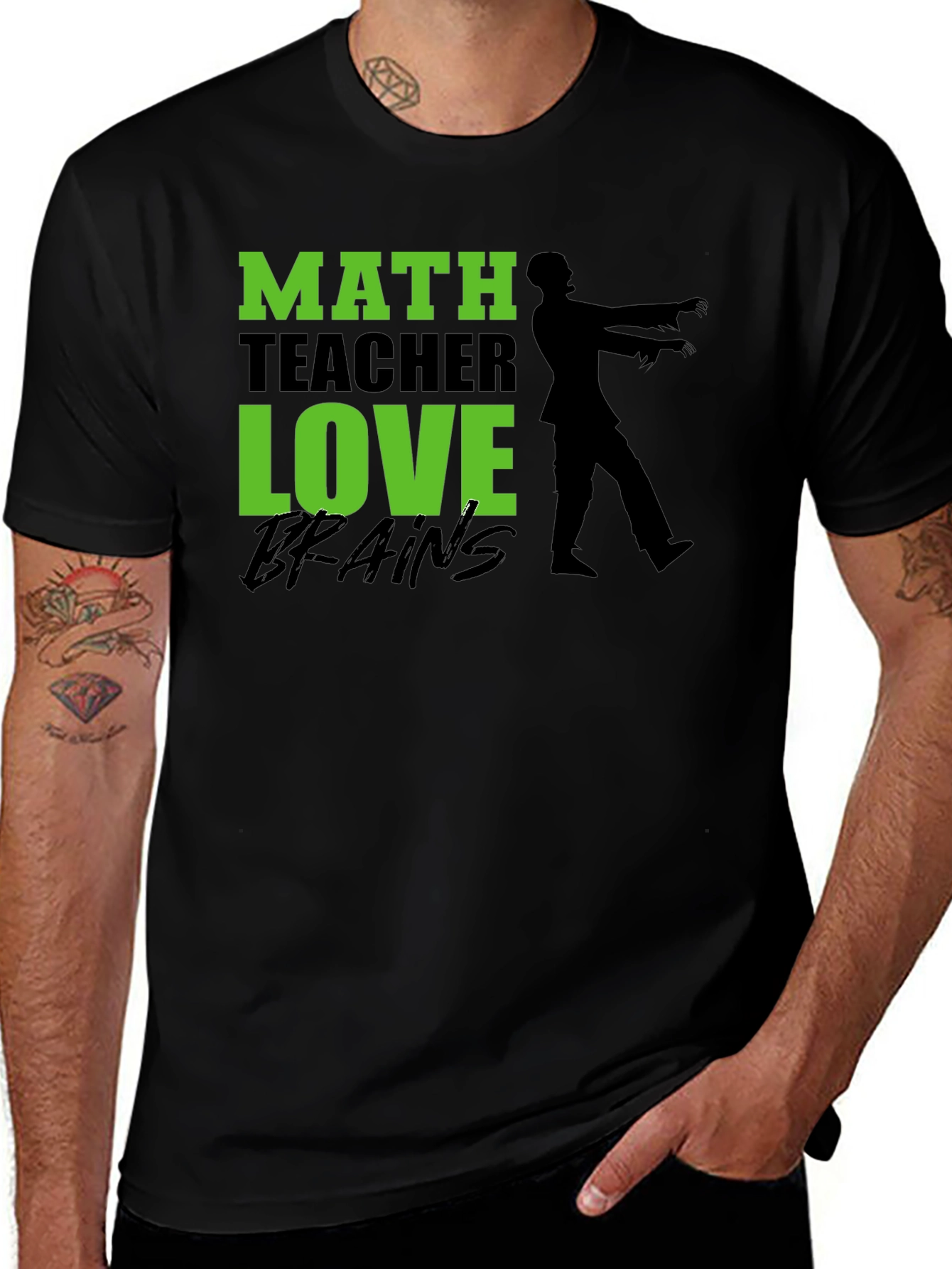 Math Teacher Zombie Brains Graphic T-Shirt
