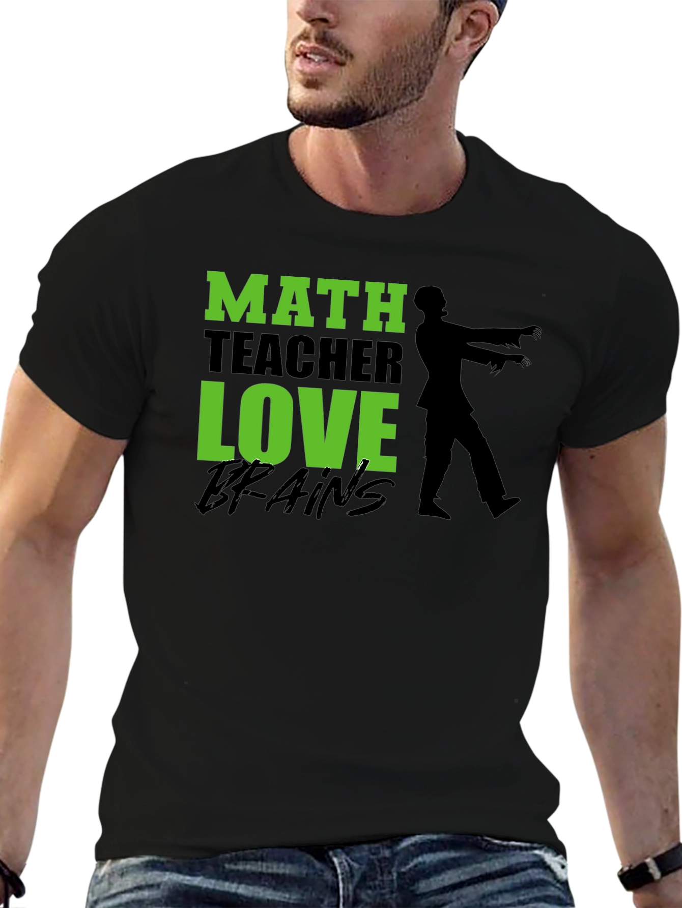 Math Teacher Zombie Brains Graphic T-Shirt