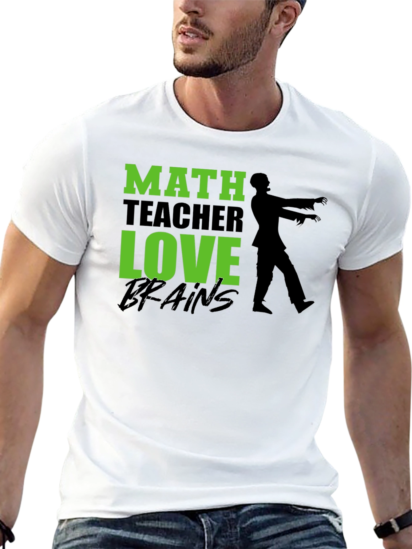 Math Teacher Zombie Brains Graphic T-Shirt