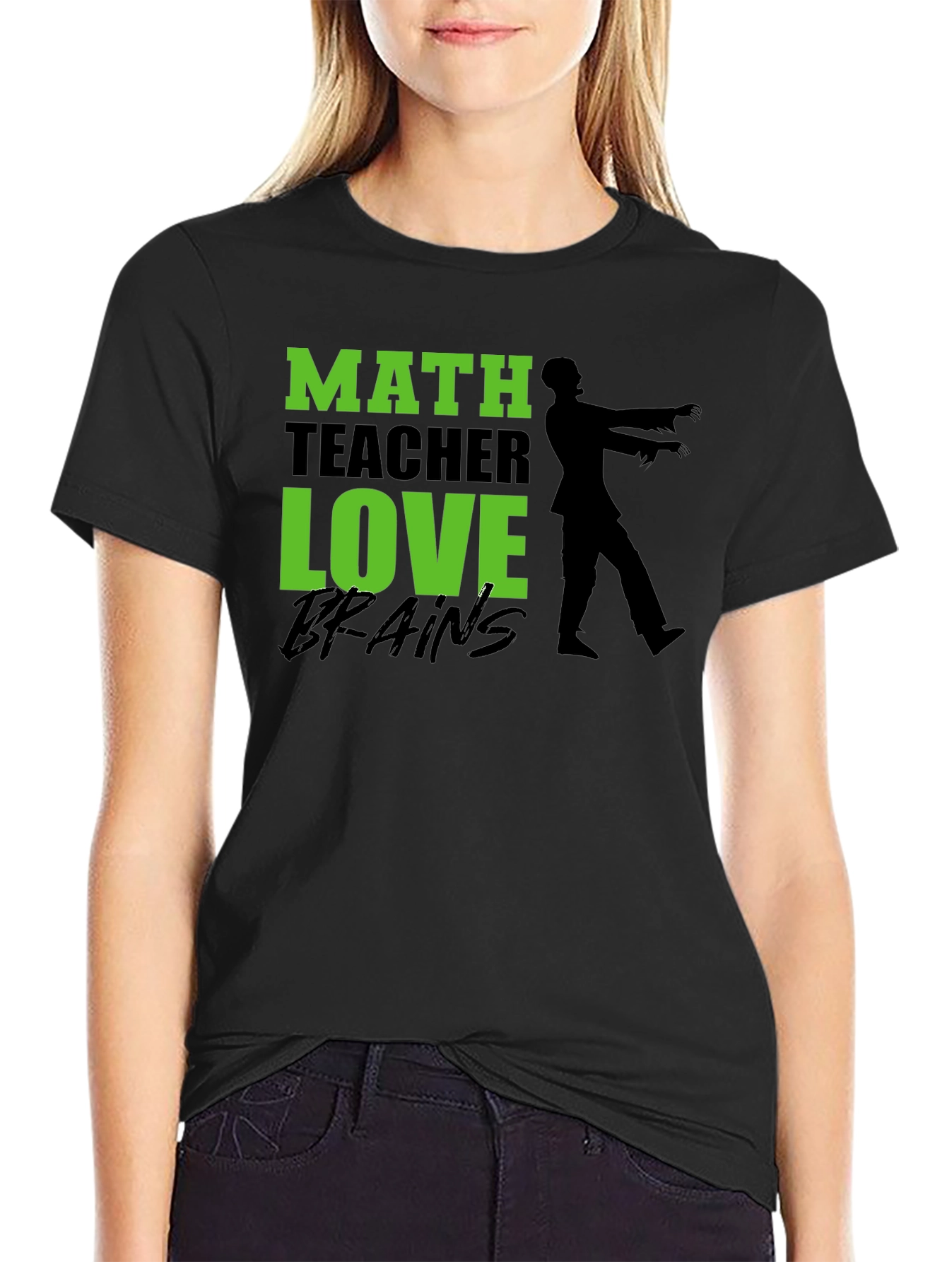 Math Teacher Zombie Brains Graphic T-Shirt