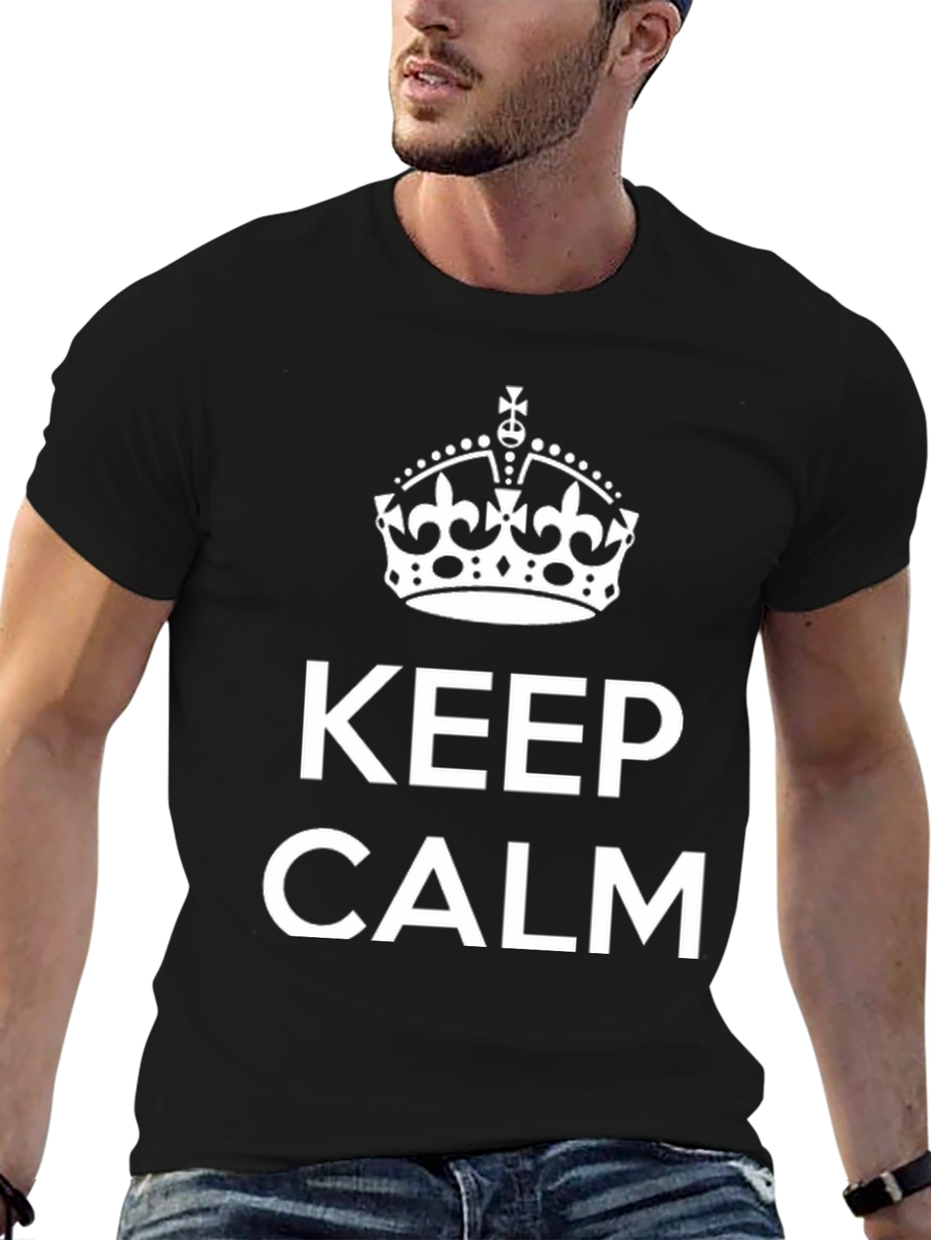 Keep Calm Graphic Tee - Black Cotton T-Shirt