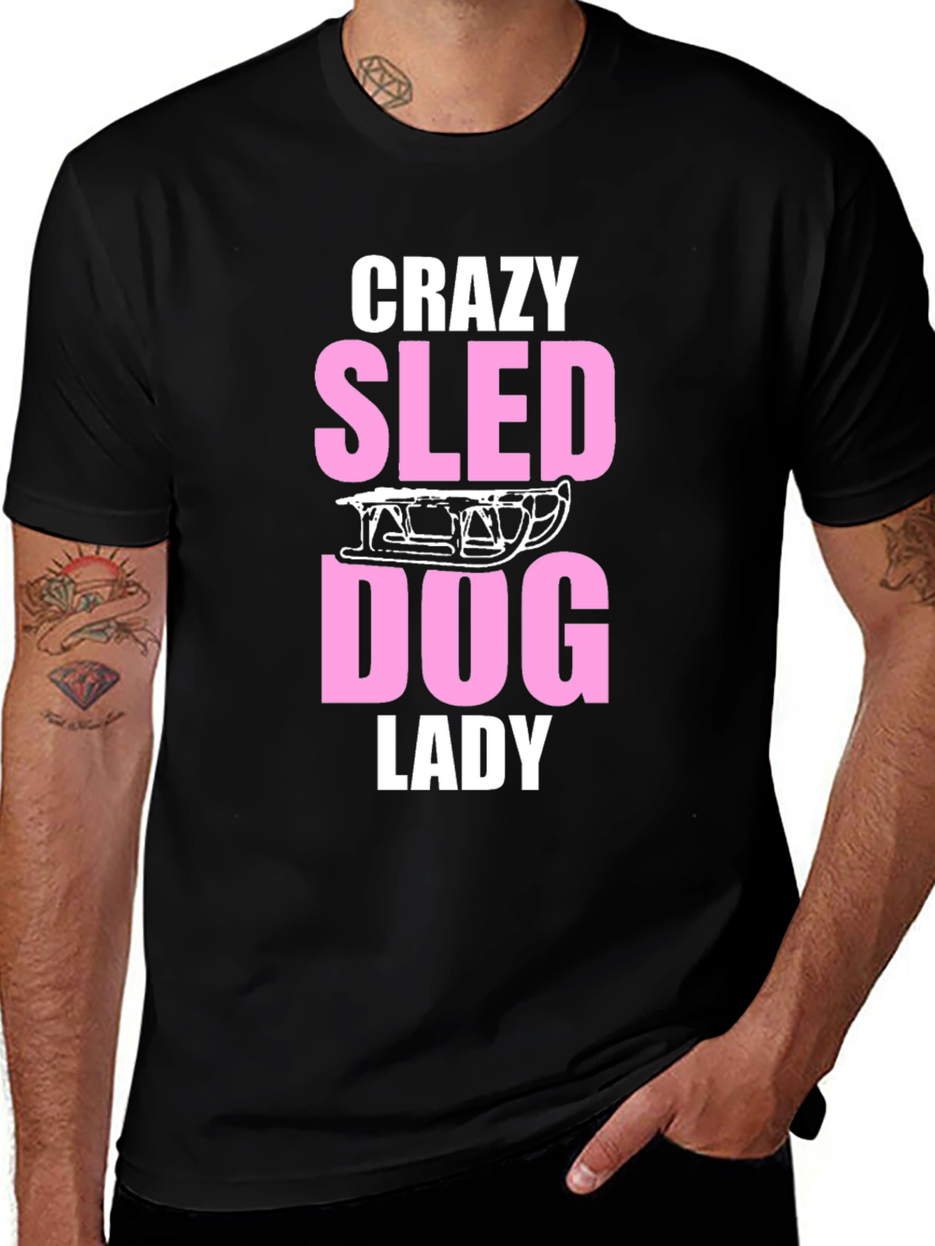 Crazy Sled Dog Lady Graphic T-Shirt
