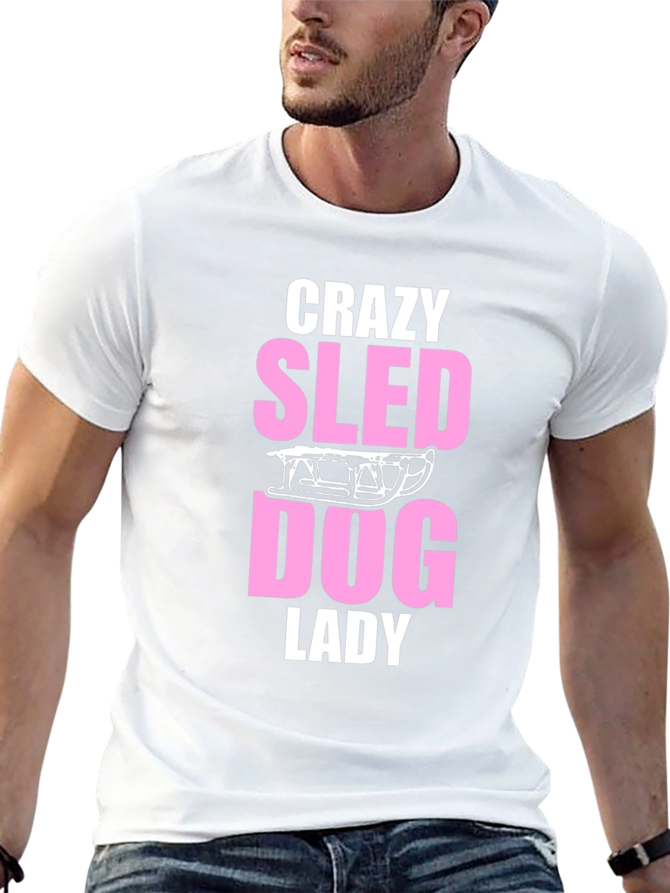Crazy Sled Dog Lady Graphic T-Shirt