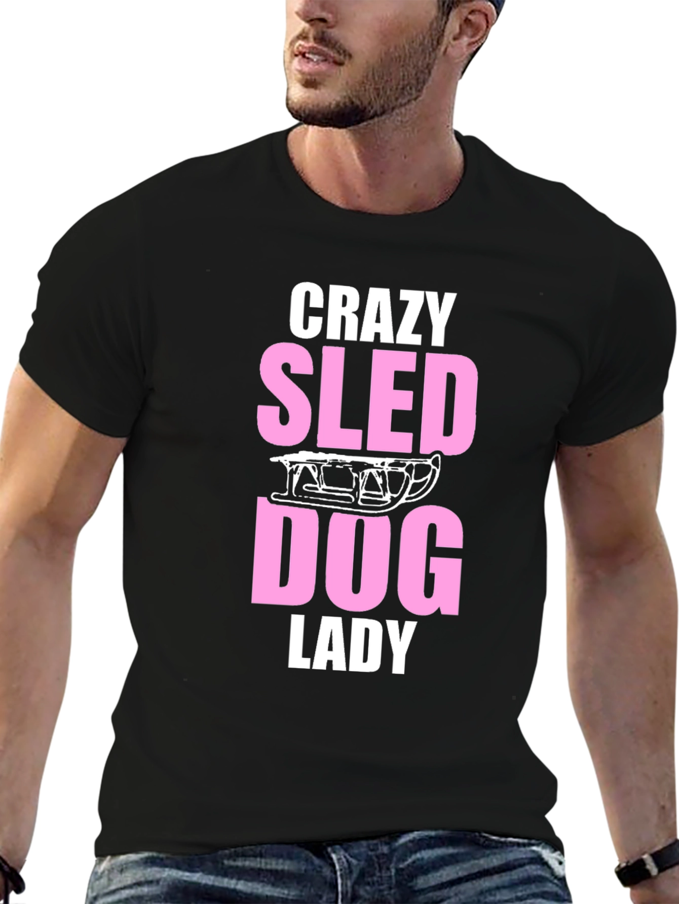 Crazy Sled Dog Lady Graphic T-Shirt