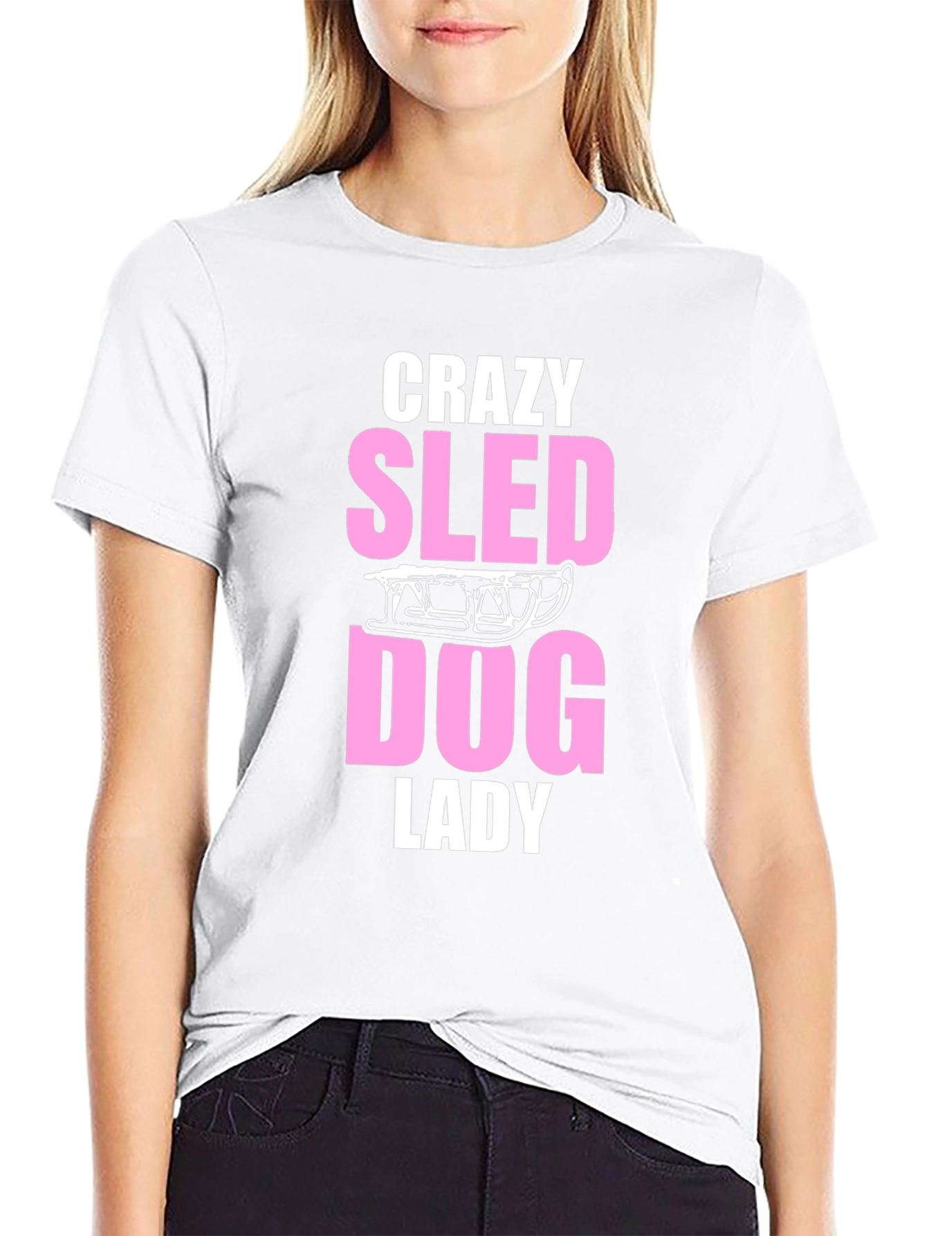 Crazy Sled Dog Lady Graphic T-Shirt