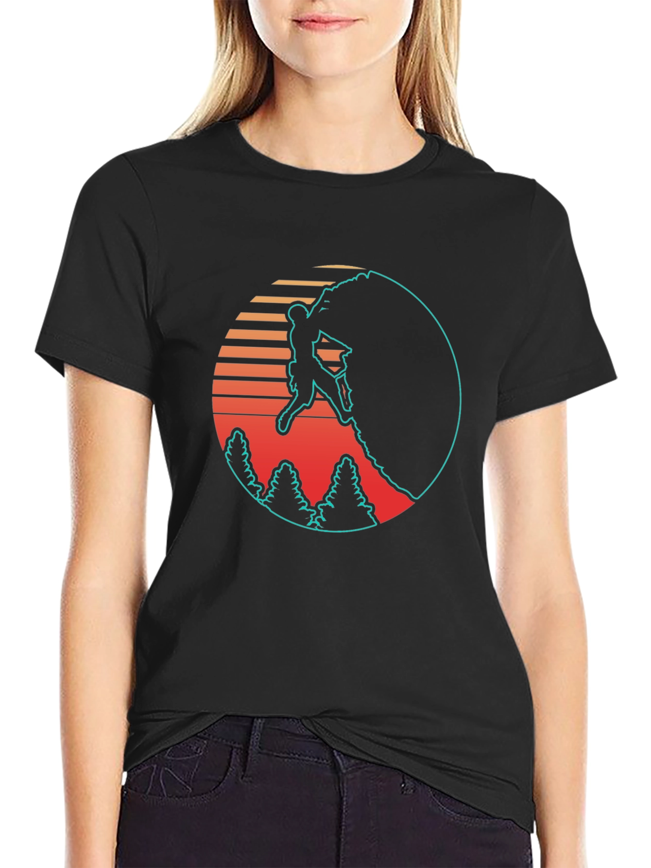 Retro Rock Climbing Black T-Shirt