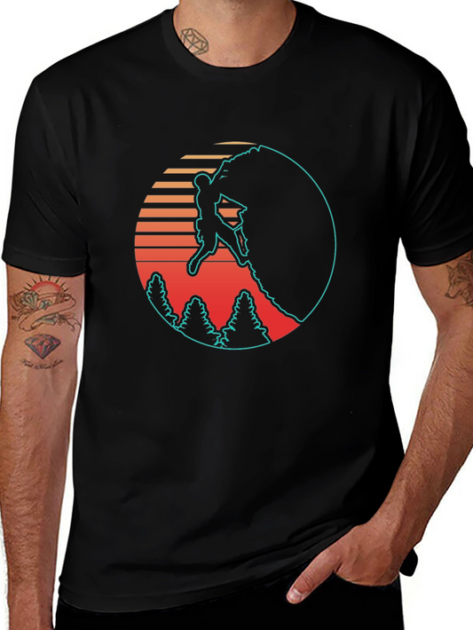 Retro Rock Climbing Black T-Shirt