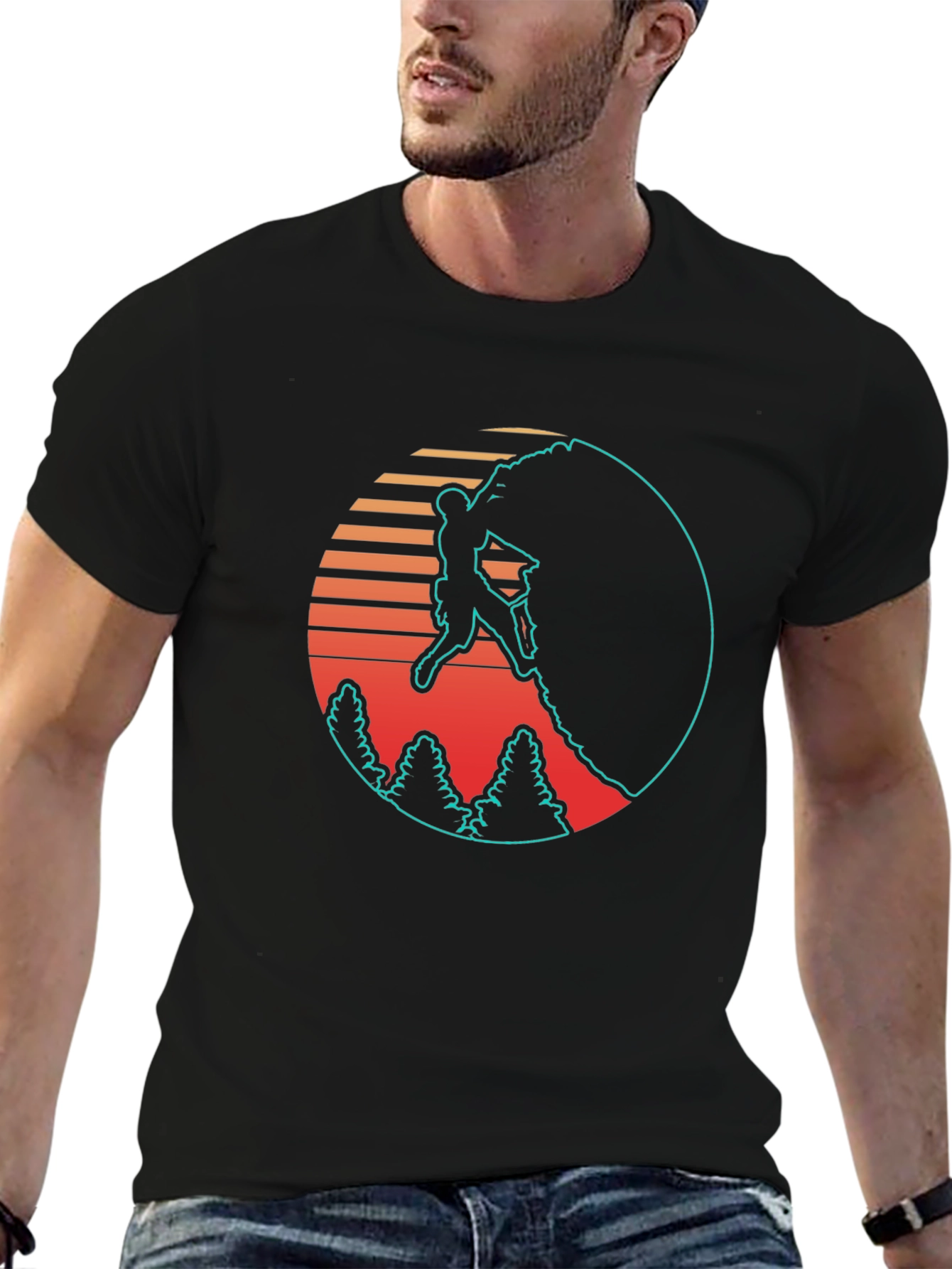 Retro Rock Climbing Black T-Shirt