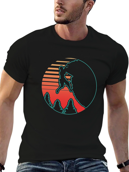 Retro Rock Climbing Black T-Shirt