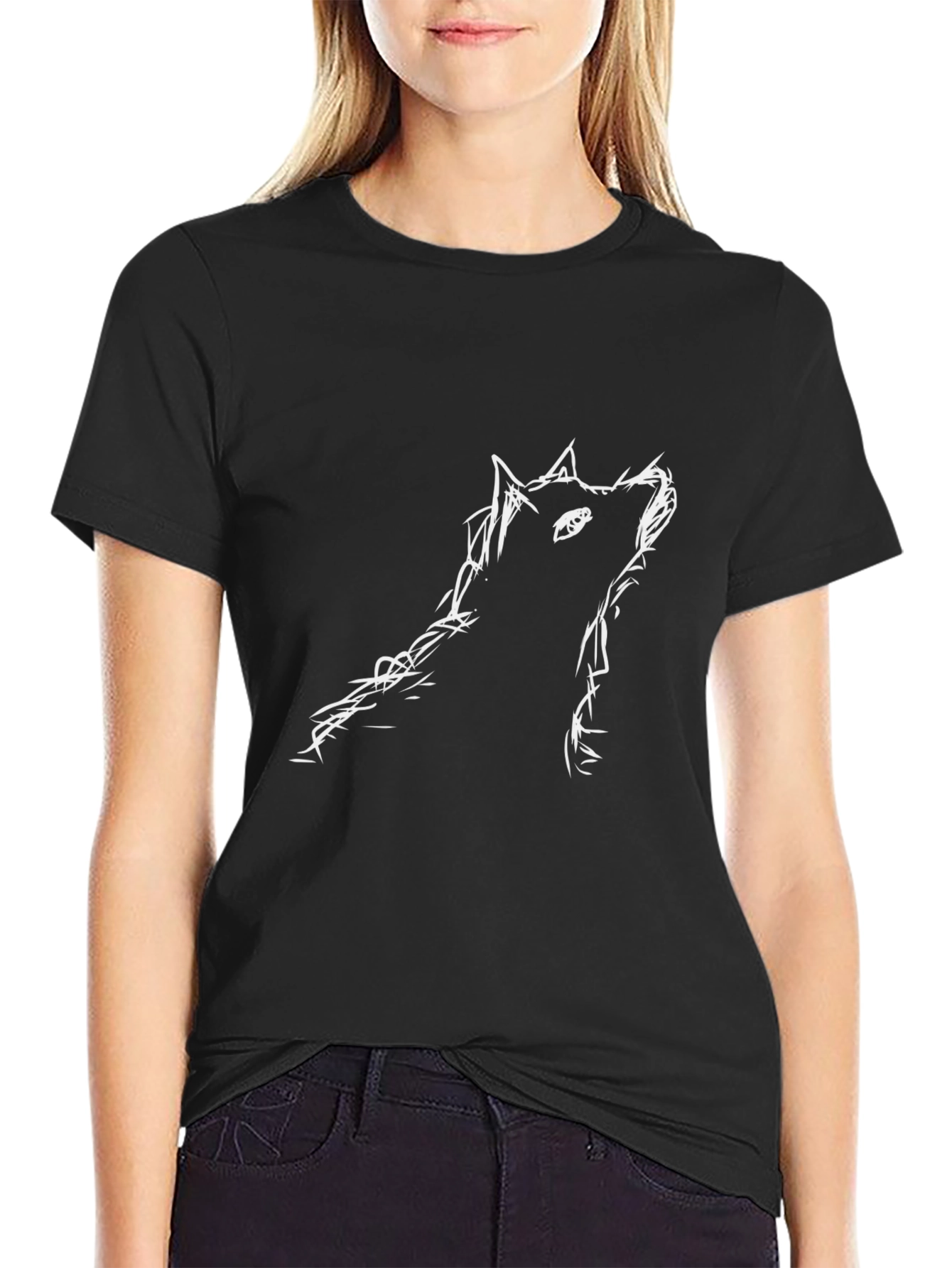 Wolf Sketch Black T-Shirt