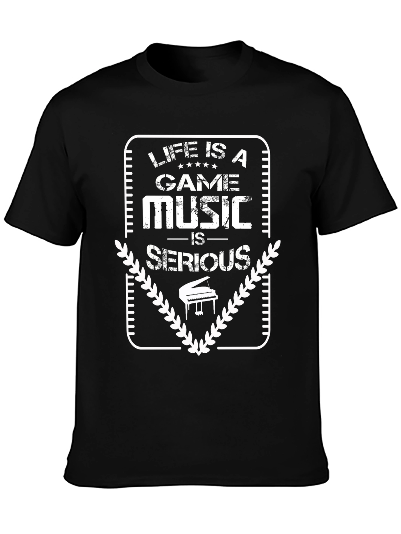Life is a Game Music is Serious Black T-Shirt