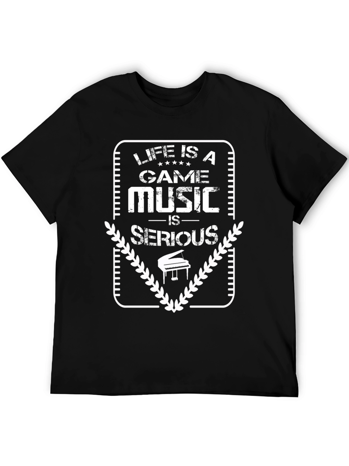 Life is a Game Music is Serious Black T-Shirt