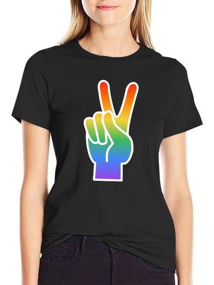 Rainbow Peace Sign Graphic Tee - Black