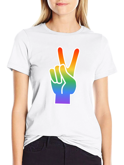 Rainbow Peace Sign Graphic Tee - Black