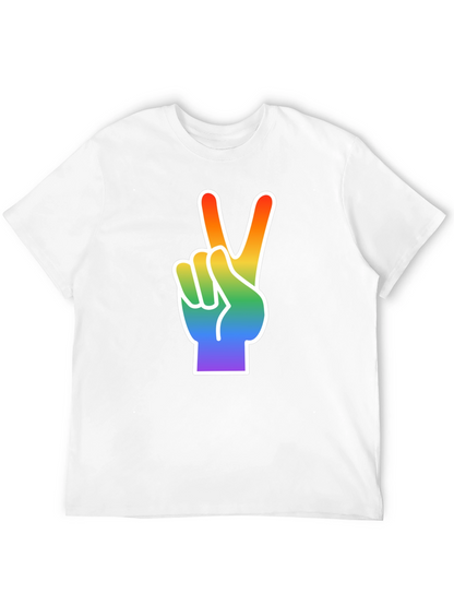 Rainbow Peace Sign Graphic Tee - Black