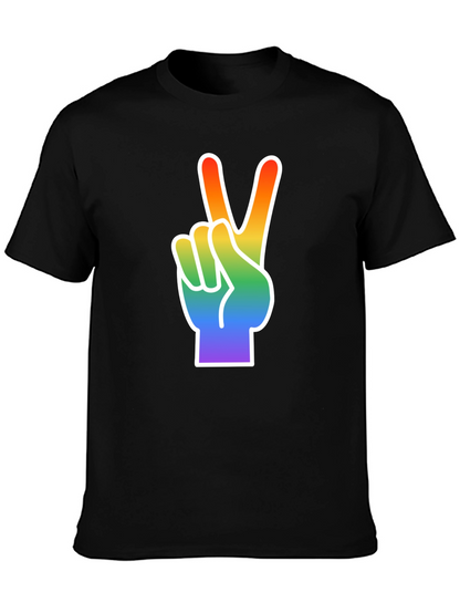Rainbow Peace Sign Graphic Tee - Black